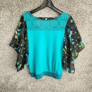 PrAna Top Womens XS Lorielle‎ Kimono Sleeve Blouse Teal Pullover Casual Ladies